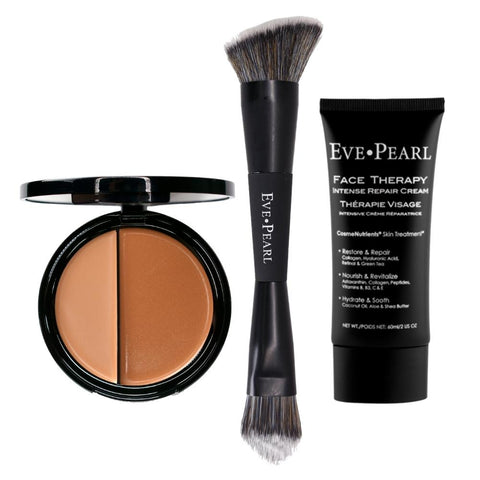 EVE PEARL Face Therapy Cream, Dual Foundation & 201 Contour Blender Brush