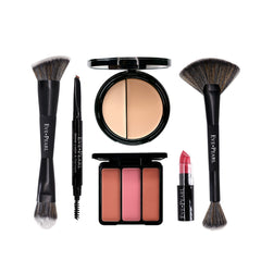 EVE PEARL 6-Pc Beautiful Face Collection; Foundation, Blush, Brow & Brushes