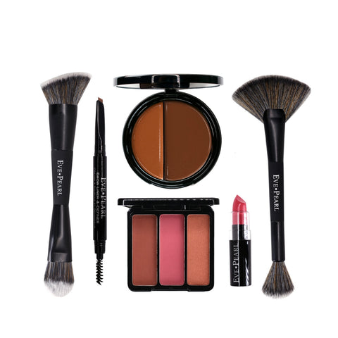 EVE PEARL 6-Pc Beautiful Face Collection; Foundation, Blush, Brow & Brushes