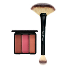 EVE PEARL Blush Trio & 204-Fan Highlighter Brush- Sultry Cheeks